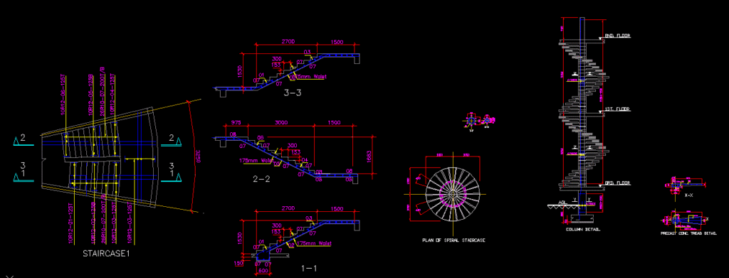 Spiral Staircases DWG Plan for AutoCAD
