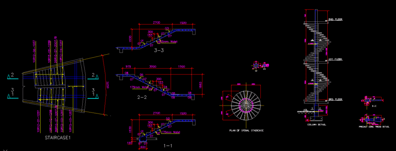 Spiral Staircases DWG Plan for AutoCAD