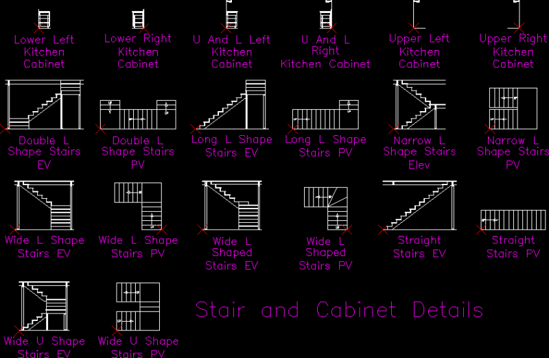 Stair And Cabinet Details DWG Detail for AutoCAD