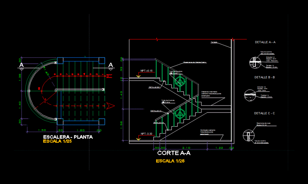 Staircase Detail DWG Section for AutoCAD