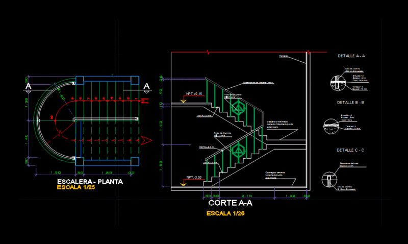Staircase Detail DWG Section for AutoCAD