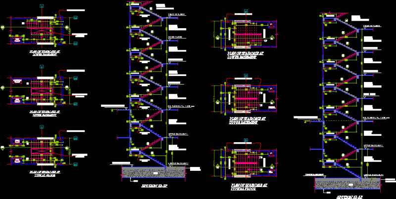 Staircase Details DWG Section for AutoCAD
