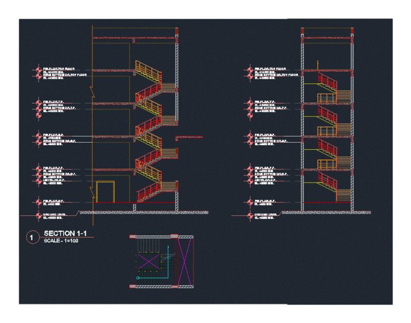 Staircase DWG Section for AutoCAD