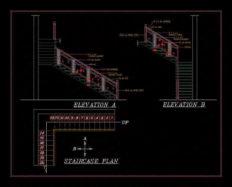 Handrail And Beam Details Are Given In This 2d Autocad Dwg Drawing Images