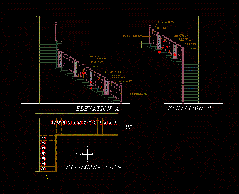 Staircase Handrail Detailing DWG Detail for AutoCAD • Designs CAD