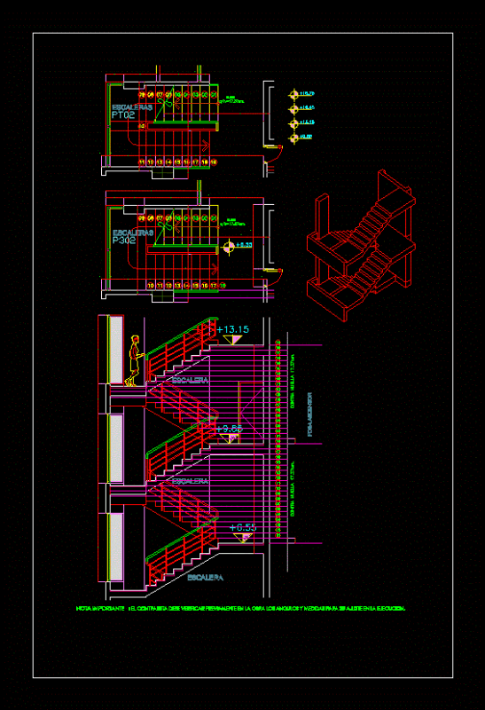 Stairs 2D DWG Elevation for AutoCAD