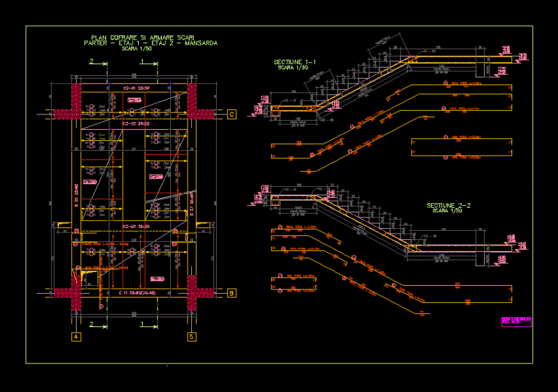 Stairs – Details DWG Section for AutoCAD