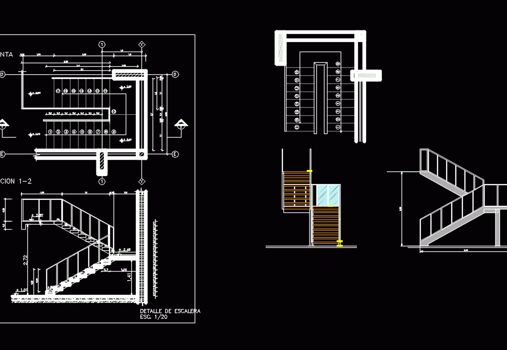 Steel And Wood Staircase Dwg Block For Autocad • Designs Cad