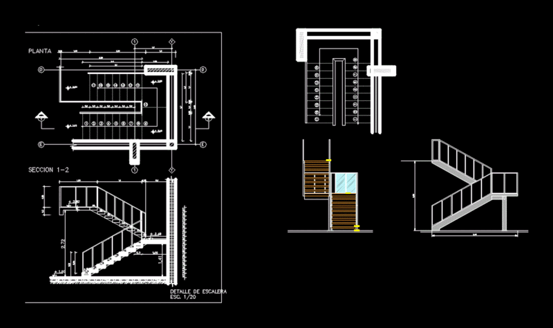 Steel And Wood Staircase DWG Block for AutoCAD