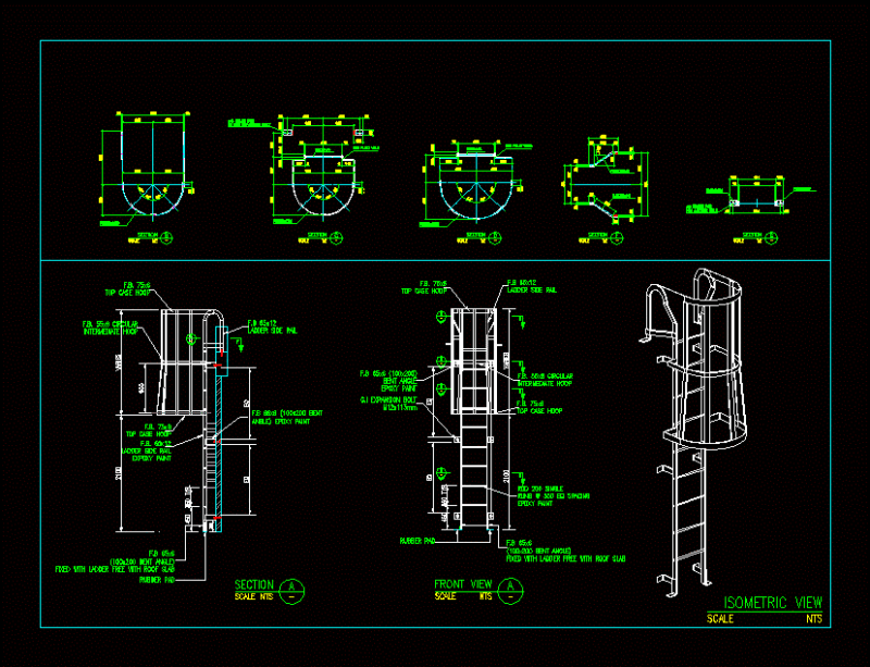 Steel Ladder Details DWG Detail for AutoCAD