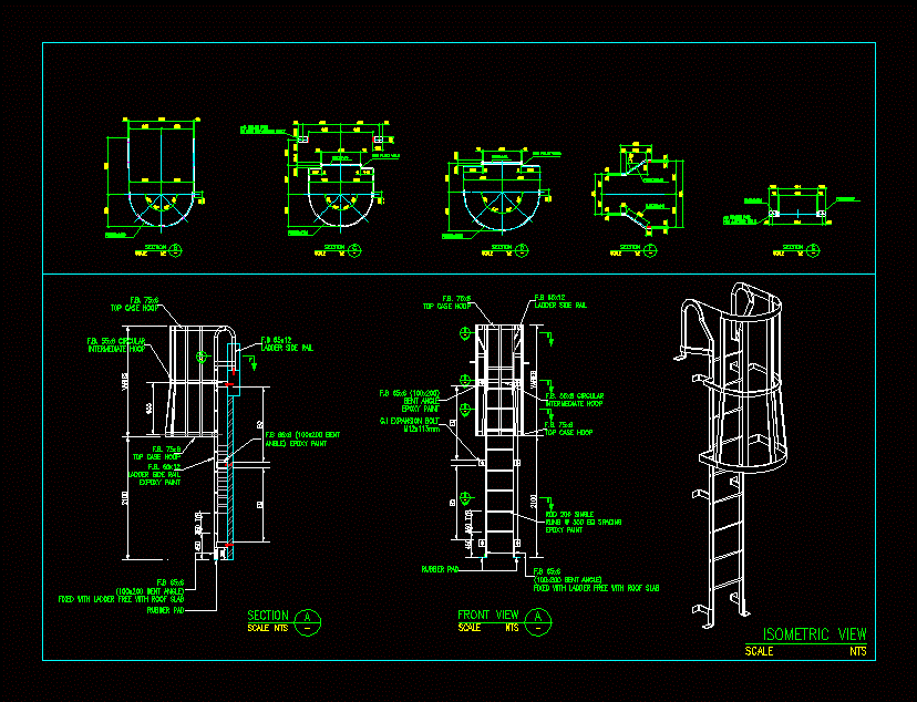 Steel Ladder Details DWG Detail for AutoCAD Designs CAD