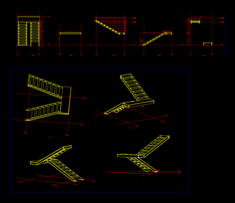 Steel Staircase DWG Block for AutoCAD