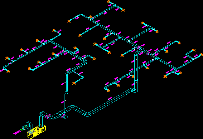 Supply Duct Isometric Diagram DWG Detail for AutoCAD 