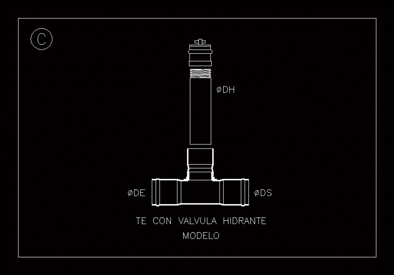 T Con Valvula Hidrante DWG Block for AutoCAD