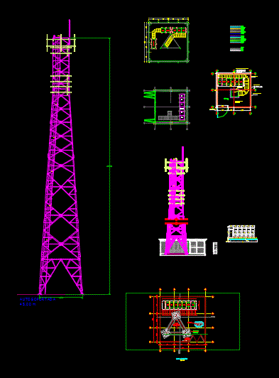 Telecommunications Self Supported Tower DWG Block for AutoCAD • Designs CAD