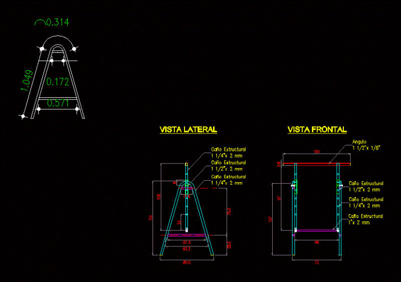 Telescopico Tubular Stand DWG Detail for AutoCAD