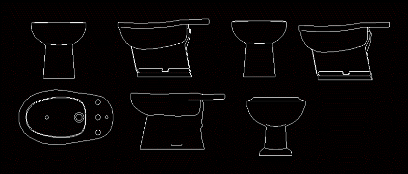 Toilets DWG Elevation for AutoCAD