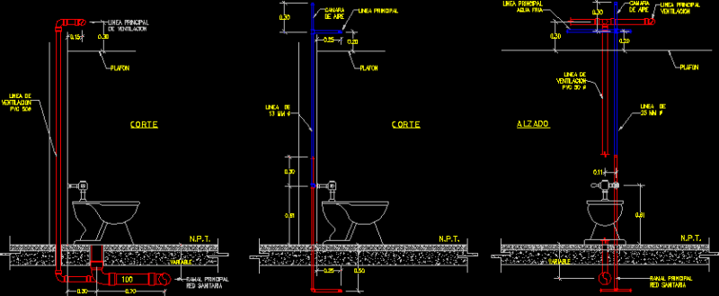 Toillet Connections DWG Block for AutoCAD