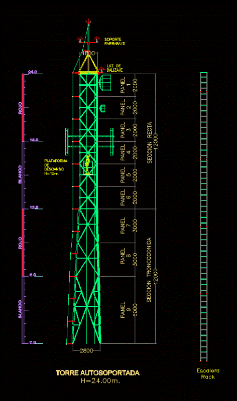 Torre 24m DWG Block for AutoCAD