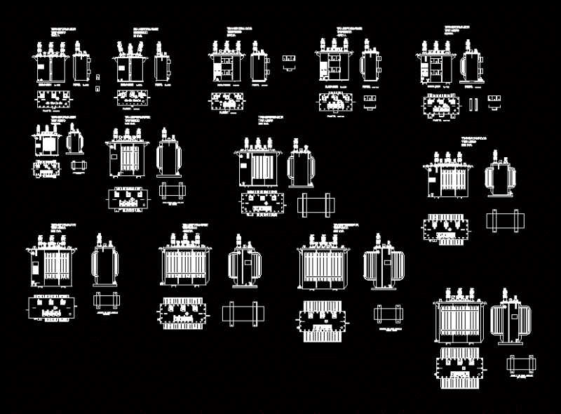 Transformers Three Phase DWG Detail for AutoCAD