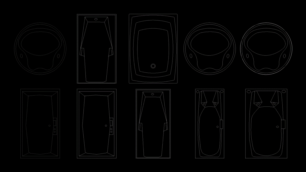 Tubs 2D DWG Block for AutoCAD