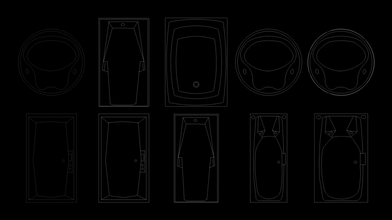 Tubs 2D DWG Block for AutoCAD
