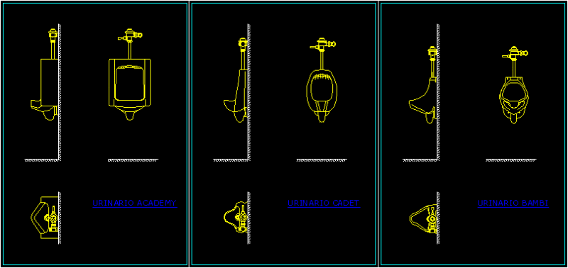 Urinals DWG Block for AutoCAD