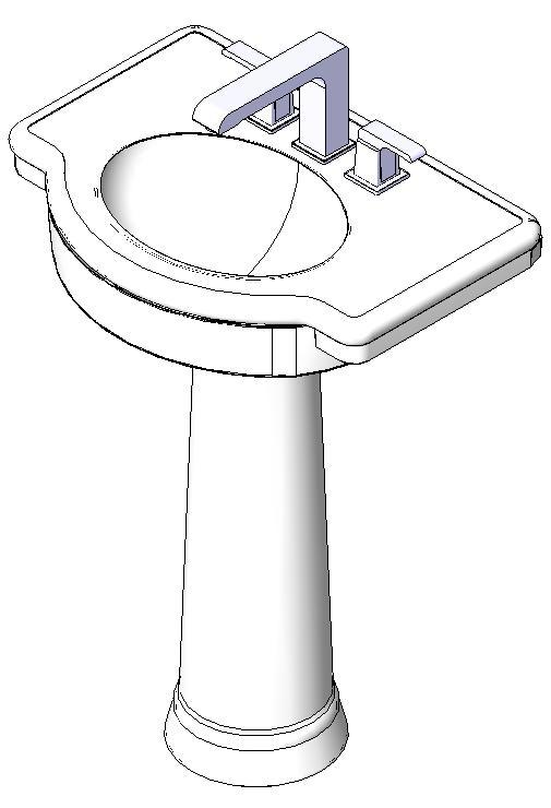 Washbasin With Pedestal 3D RFA Model