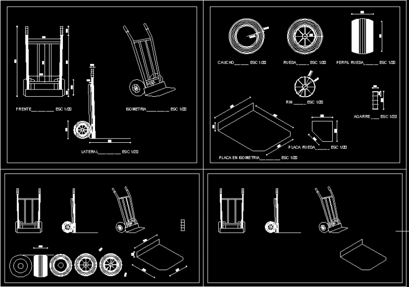 Wheelbarrows DWG Section for AutoCAD
