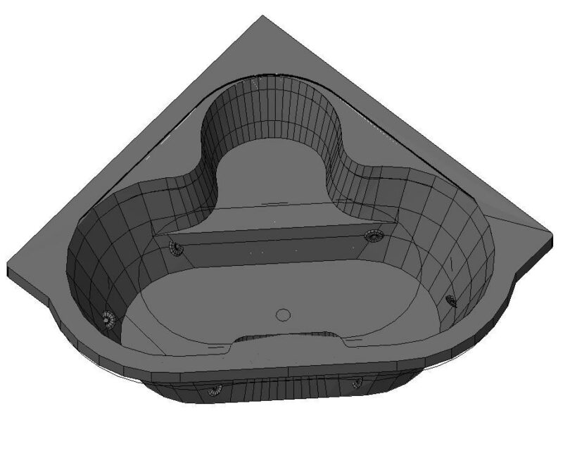 3D Kohler Cornerstone Corner Whirlpool Revit Family