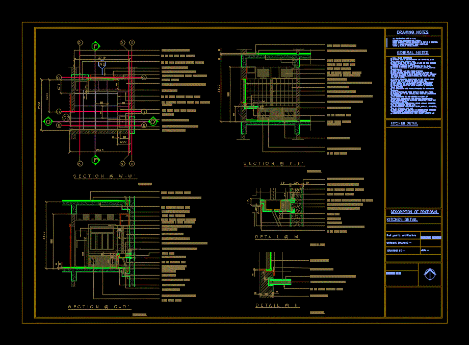 Working Drawing Kitchen  Detail  DWG  Section for AutoCAD 