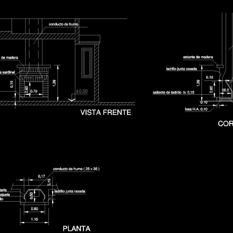 Bricks Wood Stove Fireplace DWG Section for AutoCAD • Designs CAD