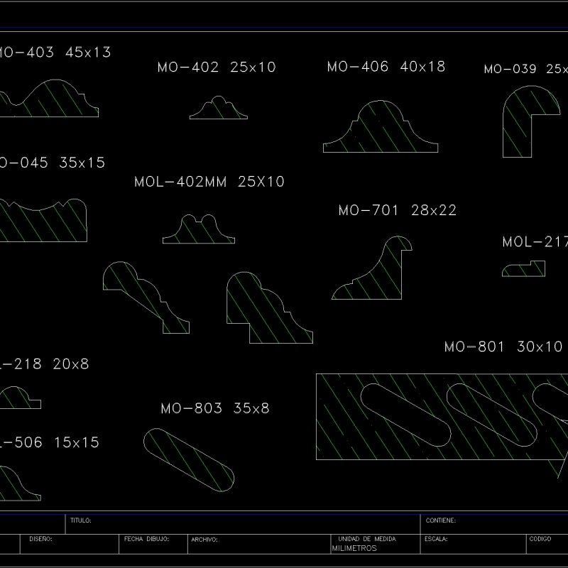 Dection Wooden Moulding DWG Section for AutoCAD • Designs CAD