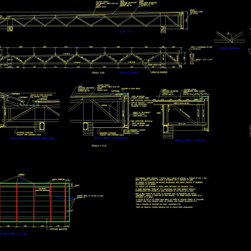 Detail Metallic Roof DWG Detail for AutoCAD • Designs CAD