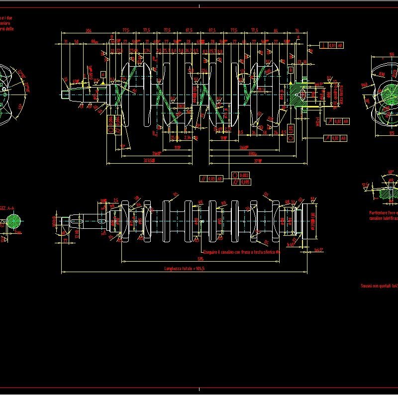 Diesel Alfa Romeo Crankshaft 2D DWG Block for AutoCAD • Designs CAD