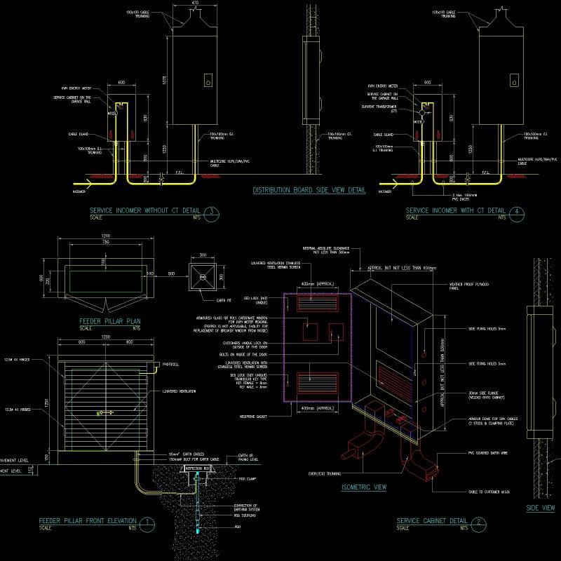 Distribution Board Side View Detail DWG Detail for AutoCAD • Designs CAD