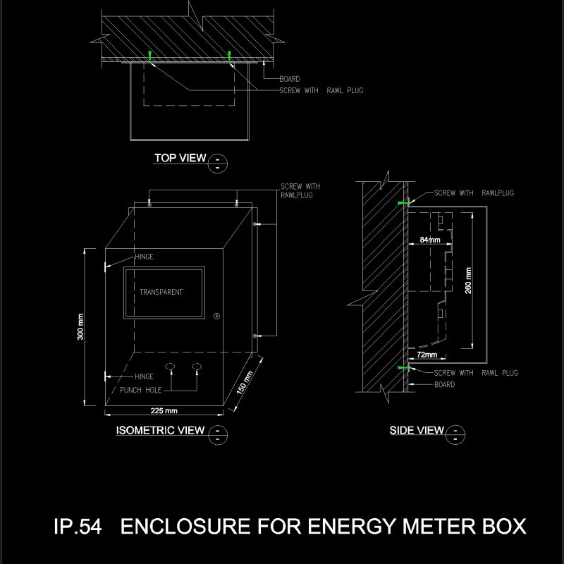 Electric Meter Box 2D DWG Plan for AutoCAD • Designs CAD