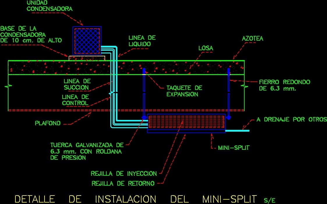 Mini Split Installation Detail DWG Detail for AutoCAD • Designs CAD