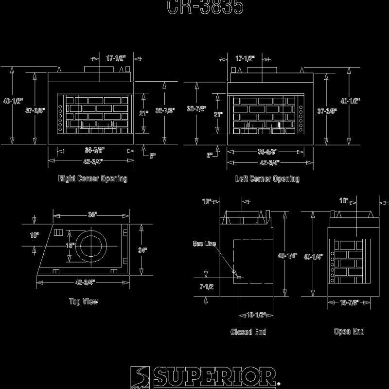 Prefabricated Fireplace Stove DWG Block for AutoCAD • Designs CAD