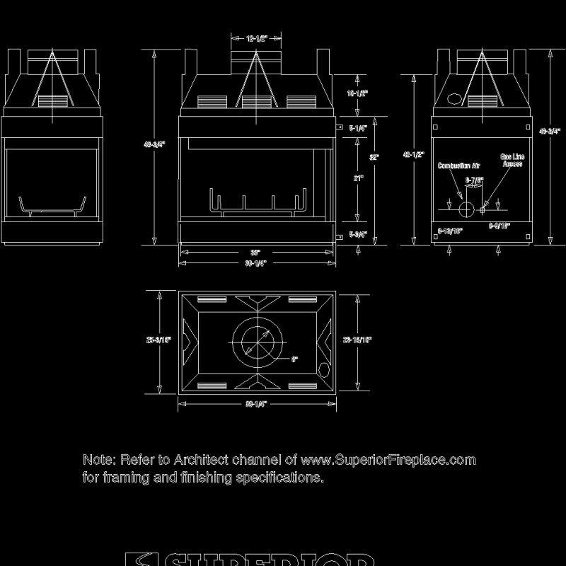 Prefabricated Fireplace Stove DWG Block for AutoCAD • Designs CAD