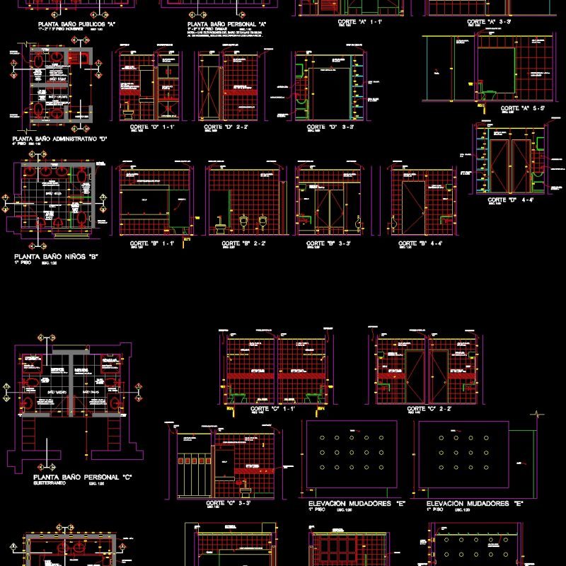 Public Bathrooms DWG Detail for AutoCAD • Designs CAD