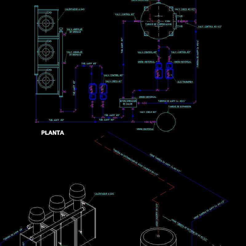 Scheme Of Gas Water Heater DWG Block for AutoCAD • Designs CAD