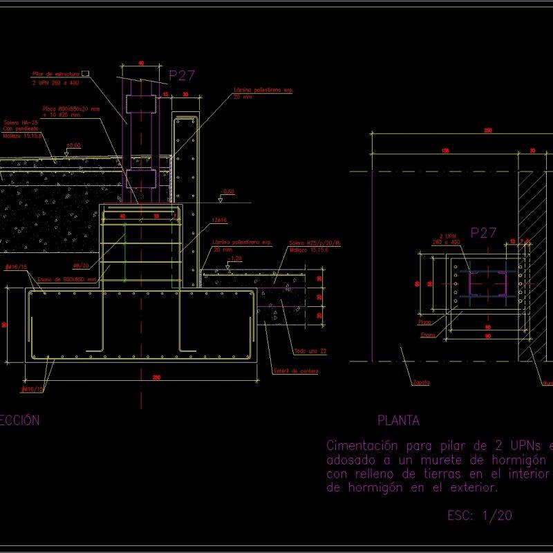 Solutions Of Foundation For Pillars2upns With Clips DWG Block for