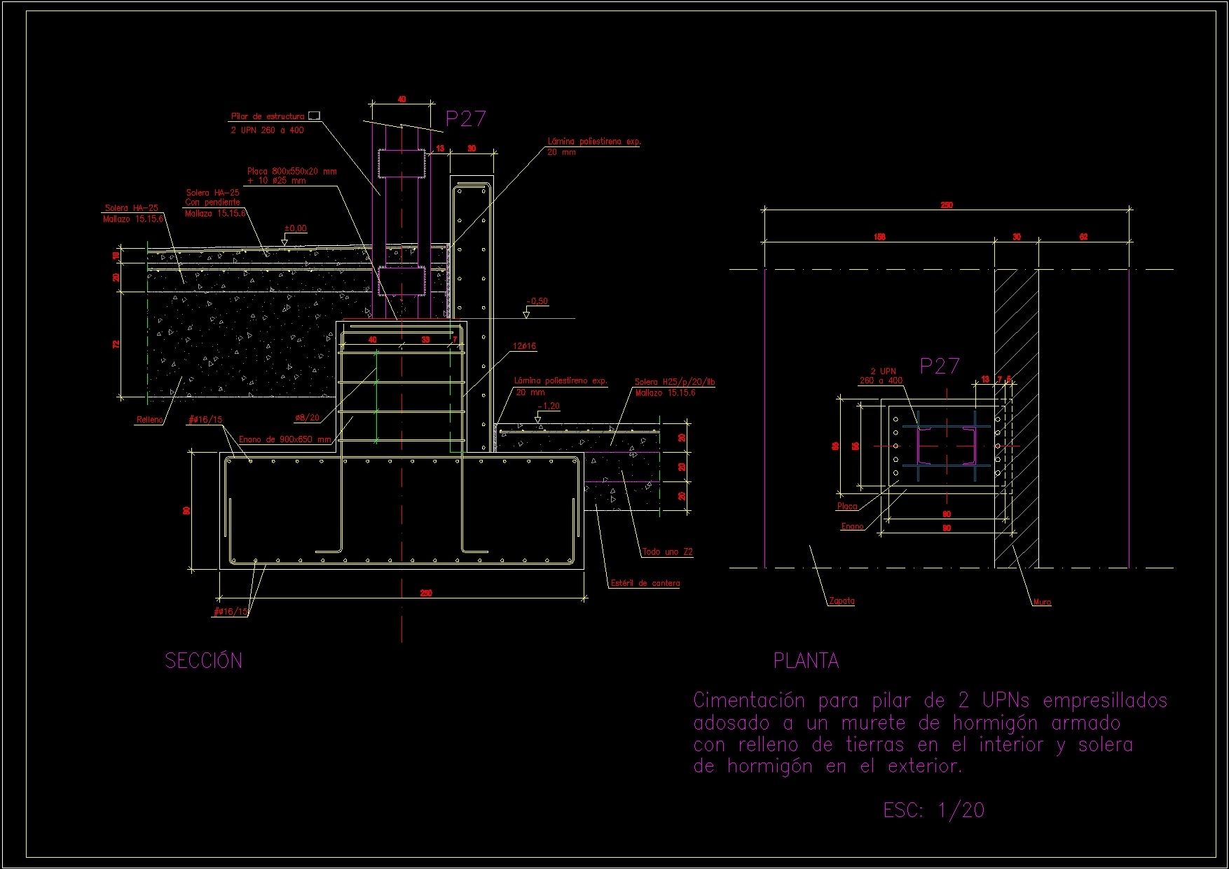 Solutions Of Foundation For Pillars2upns With Clips DWG Block for