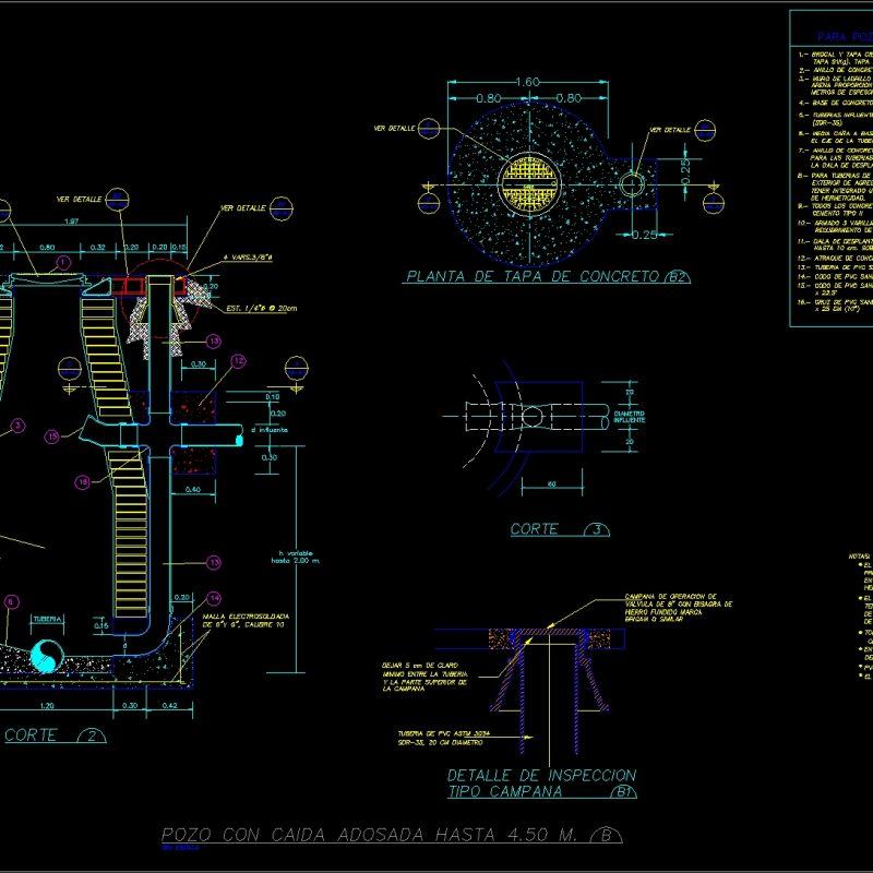 Attached Drop Manhole DWG Block for AutoCAD • Designs CAD