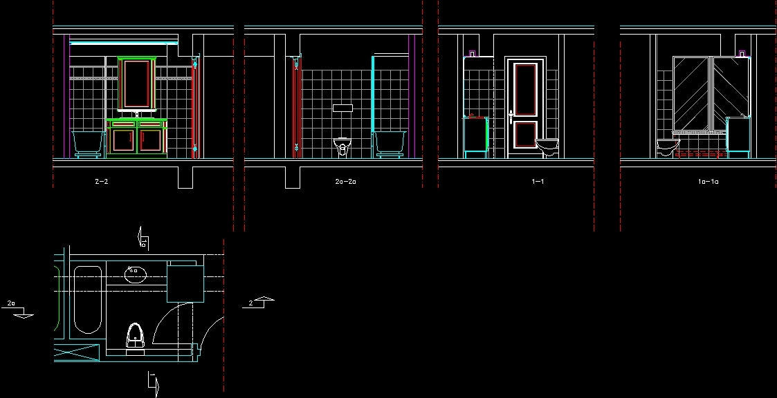 Bathroom DWG Section for AutoCAD • Designs CAD - Bathroom Dwg Section For AutocaD 911