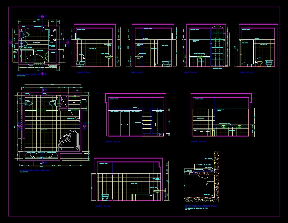 Bathrooms Detail DWG Detail for AutoCAD • Designs CAD - Bathrooms Detail Dwg Detail For AutocaD 447