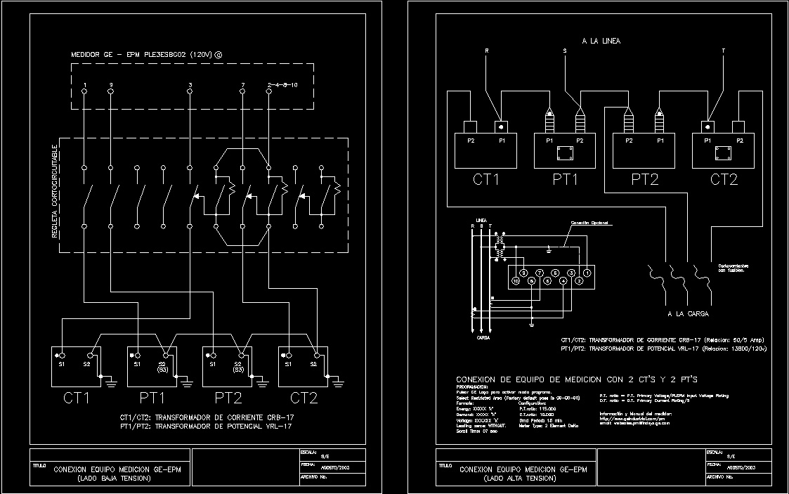Connection Meter Electronic Energy GeEpm DWG Block for AutoCAD