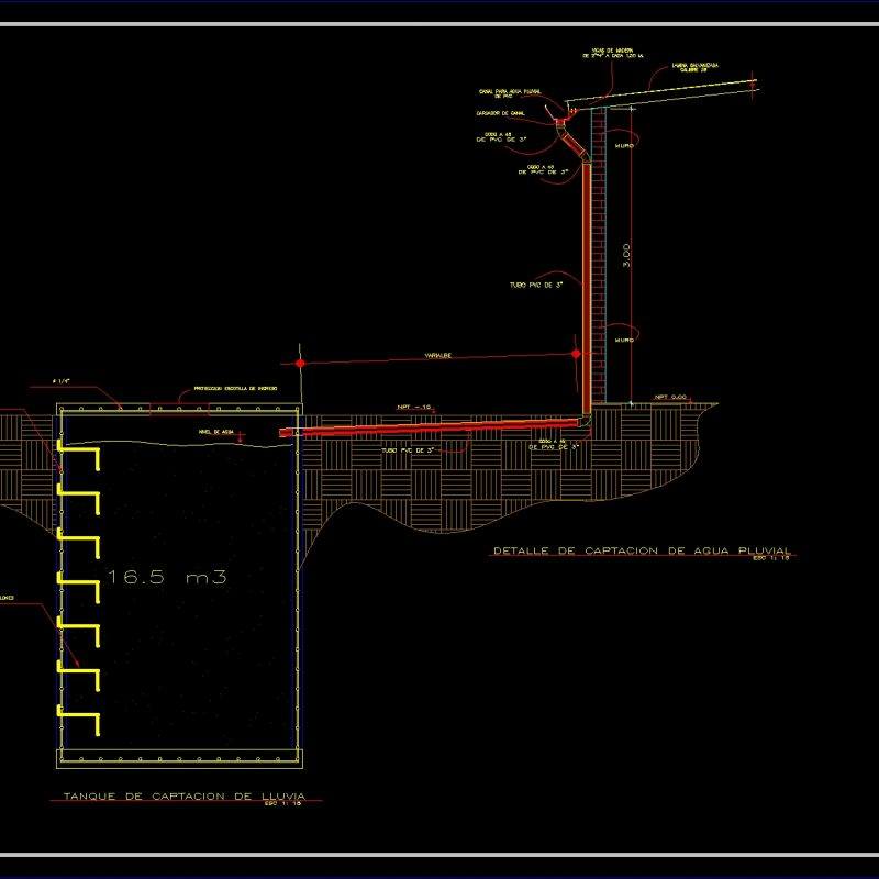 Detail A Rainwater Harvesting Water Catchment Tank DWG Detail for
