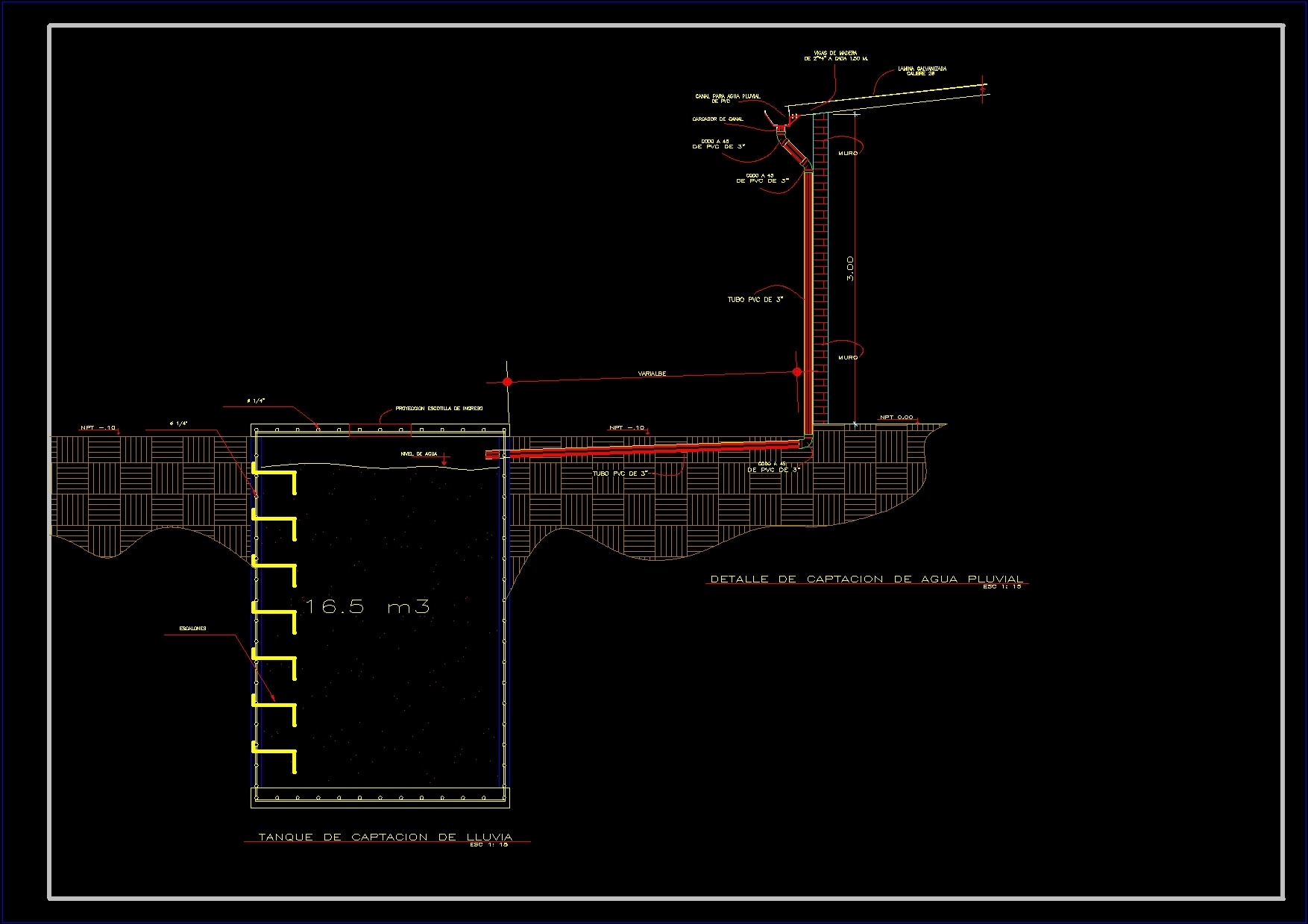 Detail A Rainwater Harvesting Water Catchment Tank DWG Detail for